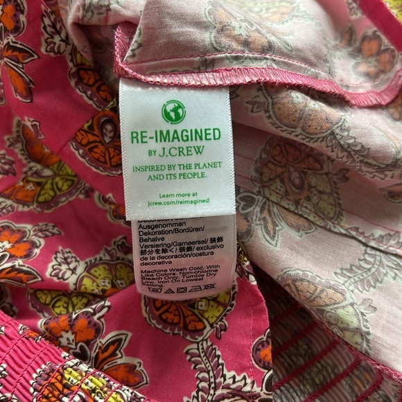 J Crew Puff sleeve squareneck top in Ratti Fine Italian Fabric pink blooms 2 NEW - Picture 9 of 11